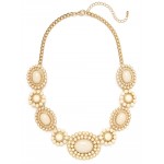 Ivory Sun Bloom Cabochon Statement Bauble Necklace